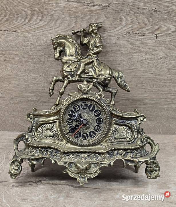 VINTAGE Zegar mosiężny jeździec na koniu Warszawa sprzedam