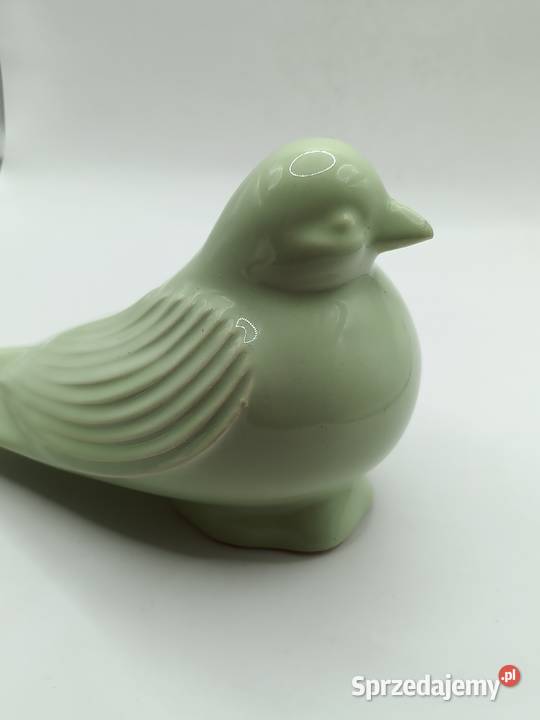 Figurka ceramika miętowy zielony ptak gołąb