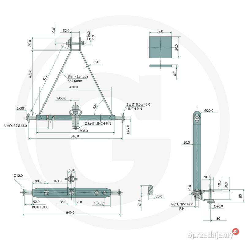 Hak zaczep Kat I 64 Kubota Iseki Yanmar Hako Łańcut sprzedam