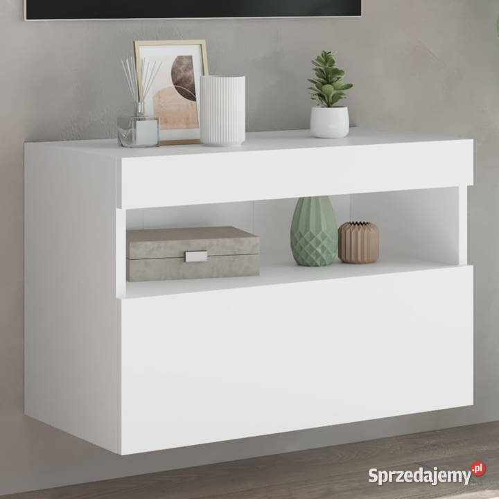 Ścienna szafka TV z LED biała 60x30x40 WM837183 Warszawa