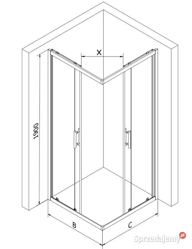Nowa kabina prysznicowa 90 x 90 białe pasy chrom dolnośląskie