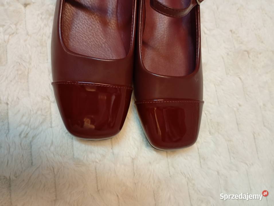 40 Bordowe niskie czółenka baleriny wieczorowe 26cm