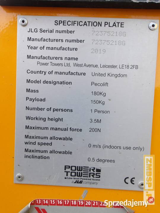 Podnośnik osobowy ręczny JLG Power Towers Pleszew