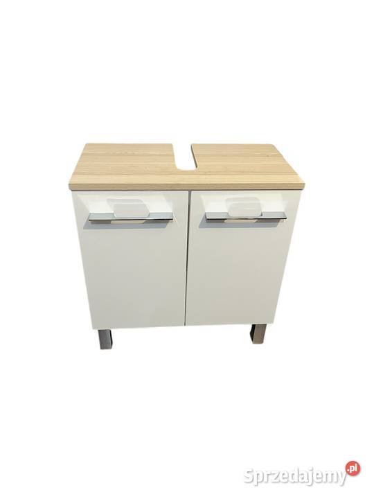 Szafka pod umywalke biała połysk jesion 60cm Łazienkowe Pruchna