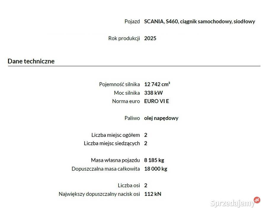 SCANIA S460 2025 SALON POLSKA bluetooth Warszawa