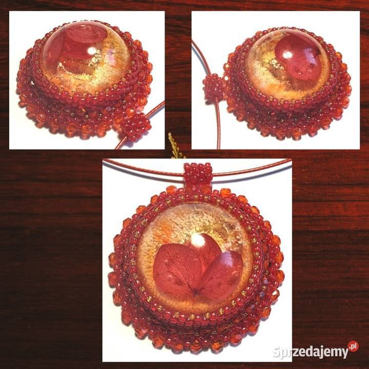 WISIOREK Z ŻYWICĄ pomarańczowoczerwony W Naszyjniki Warszawa sprzedam