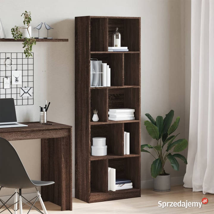 Regał brązowy dąb 57x285x174 materiał