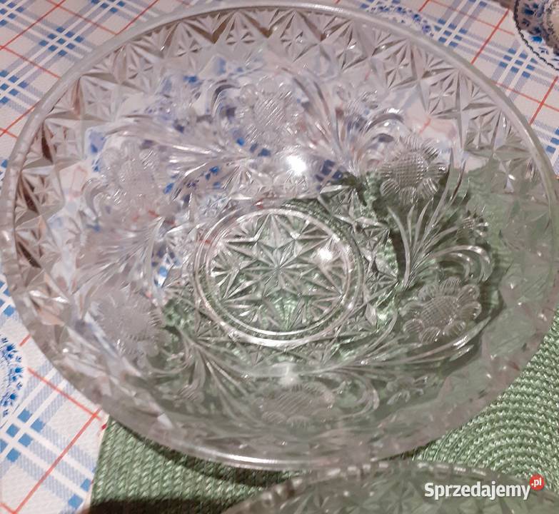 Kryształowe salaterki piękny szlif komplet 2