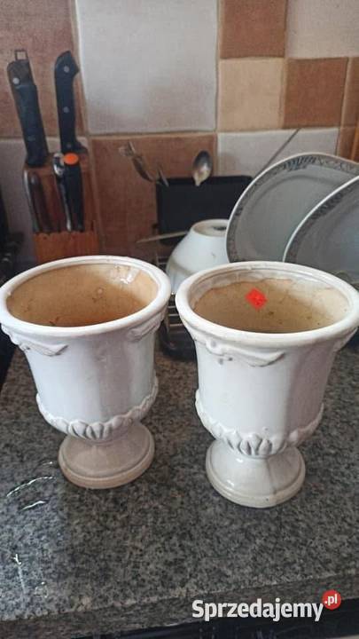 2 Doniczki amfory Szkliwione Porcelana i szkło Gdańsk