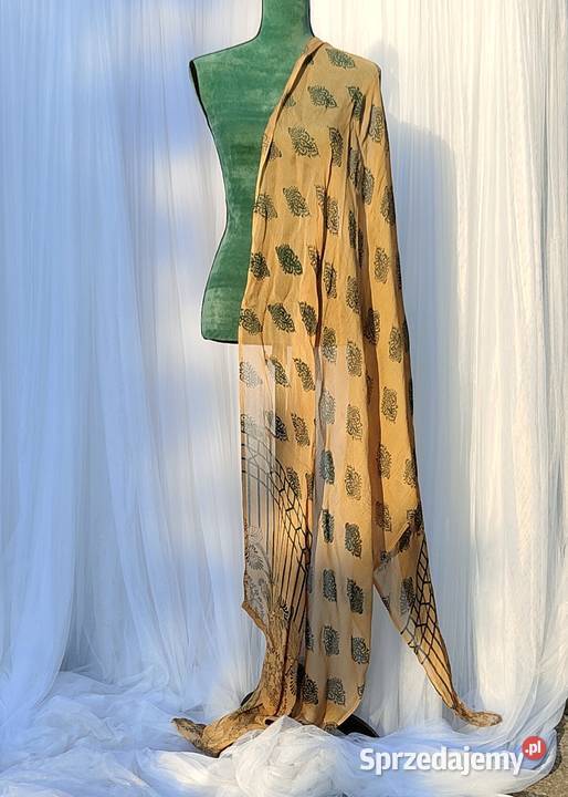 Duża chusta orientalna dupatta wzór boho żółta Szczecin