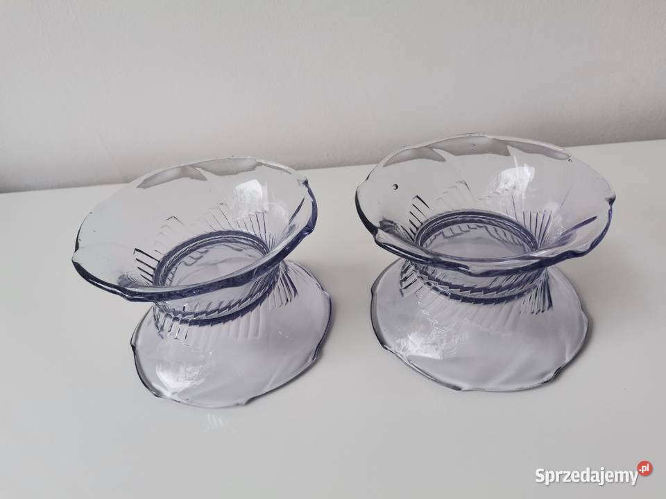 Stare fioletowe 4 miseczki szkło Art Deco Katowice