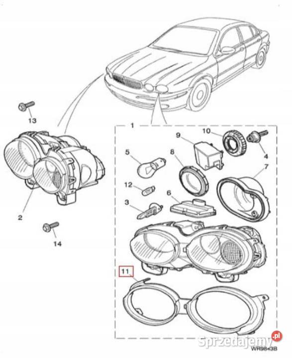 USZCZELKA LAMPY PRAWY PRZÓD JAGUAR XTYPE osobowe lubelskie