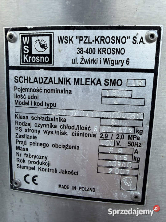 schładzalnik basen zbiornik do mleka 1600L Myszyniec Stary