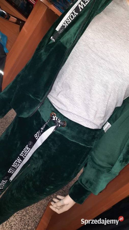 Dres welurowy ciemna zieleń S M XL XXL XXXL Dębica