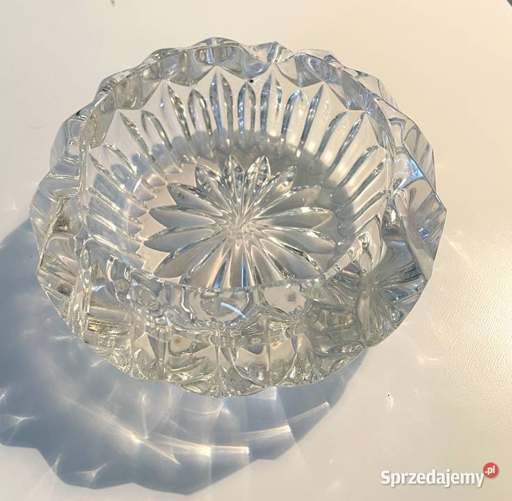 Piękna popielniczka kryształowa dekoracja przezroczysty Brodnica