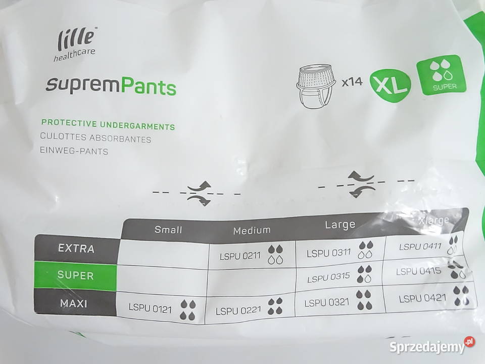 Majtki chłonne Lille SupremPants XL Super 14 Biłgoraj sprzedam