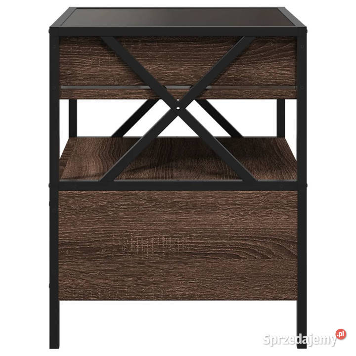 Stolik nocny z LED Infinity brązowy dąb 40x40x51