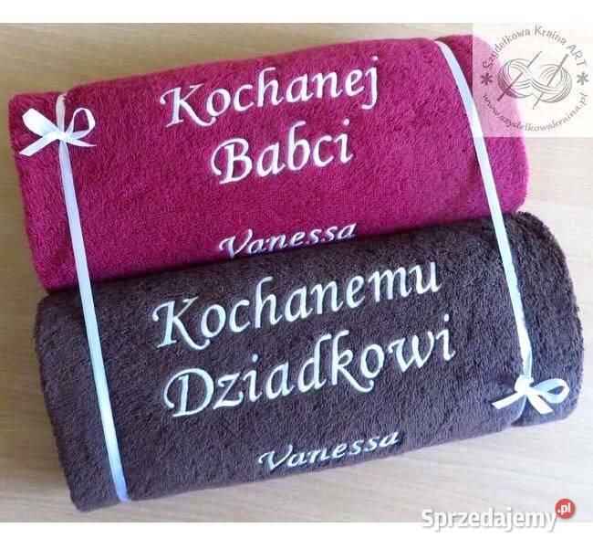 PREZENT na DZIEŃ BABCI DZIADKA ręcznik z NAPISEM Toruń