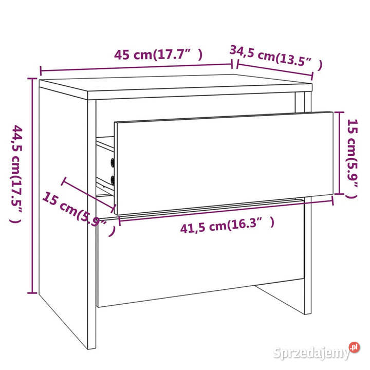 Szafka nocna dąb sonoma 45x345x445 materiał Warszawa
