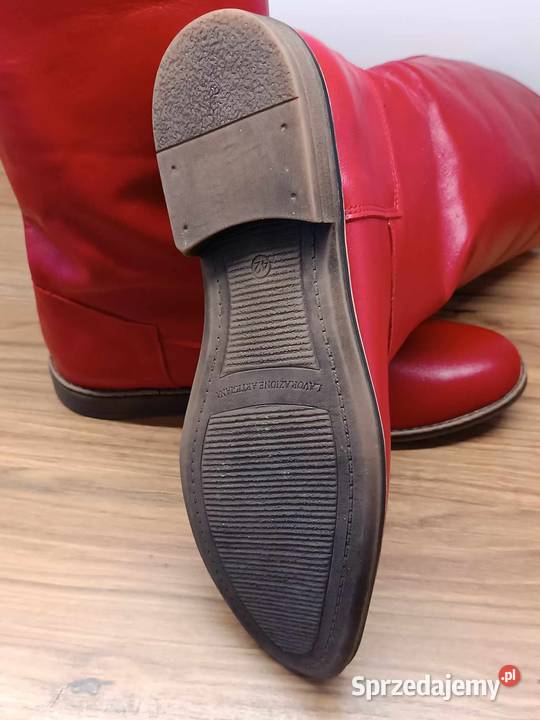 Oficerki skórzane czerwone 39 46 Wadowice sprzedam