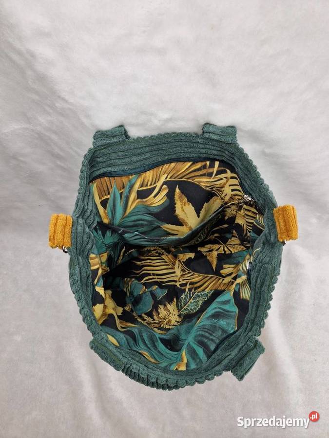 Ręcznie szyta torba handmade zielonomusztardowa Wrocław