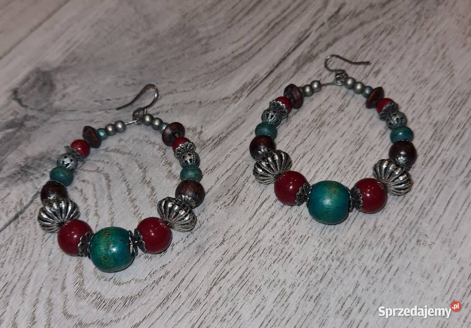 Kolczyki damskie koła koraliki łódzkie Łódź