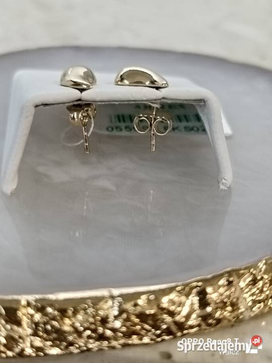 Złote Nowe kolczyki na sztyfcie wys10mmpr375 Wałcz