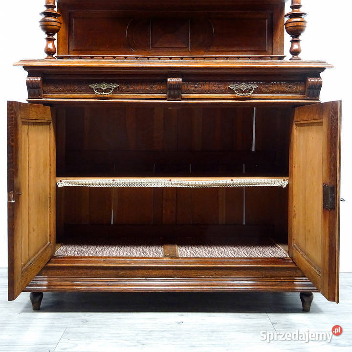 ANTYK Wysoki KREDENS drewniany Kredens DĘBOWY 1 Kalisz