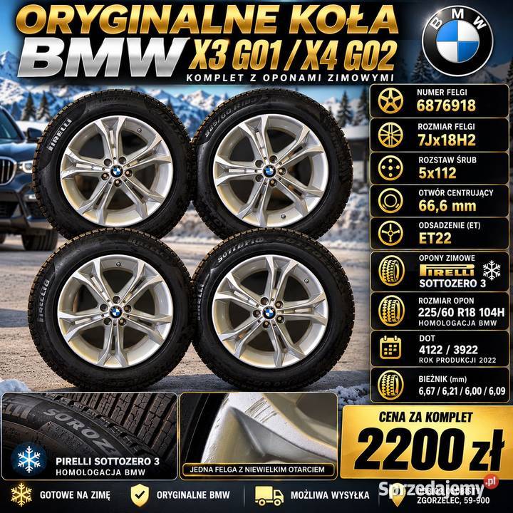 BMW X3 G01 X4 G02 Oryginalne koła zimowe 18 Zgorzelec