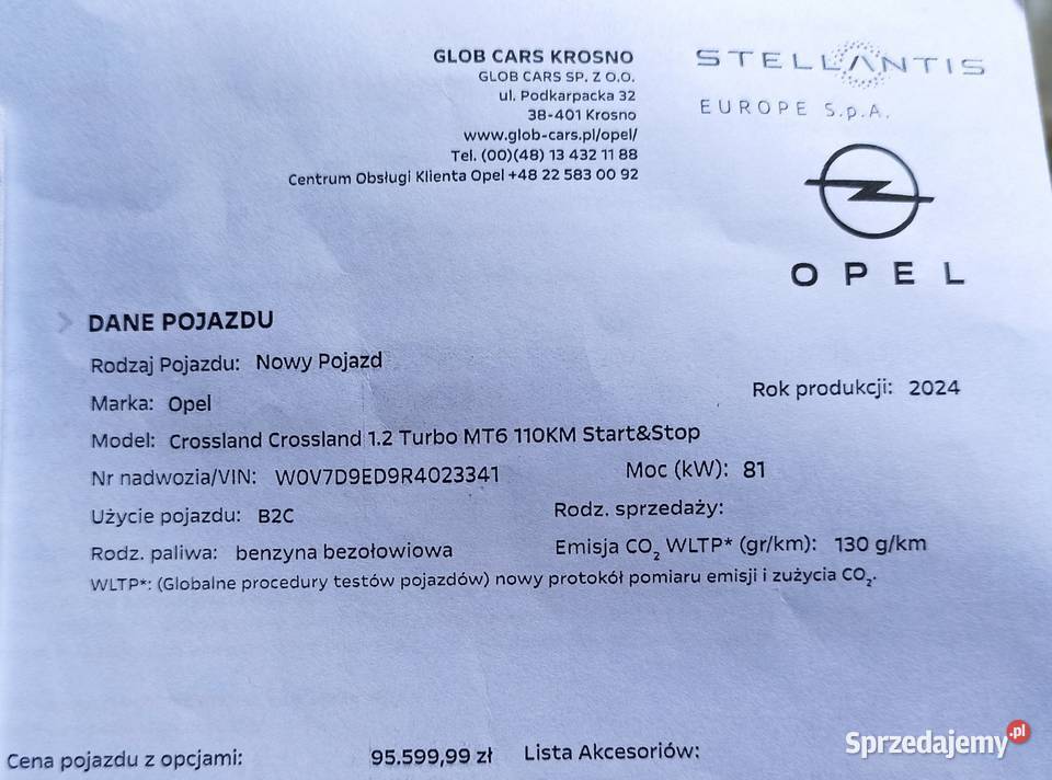 Opel Crossland 12 110 2024 Salon Polska