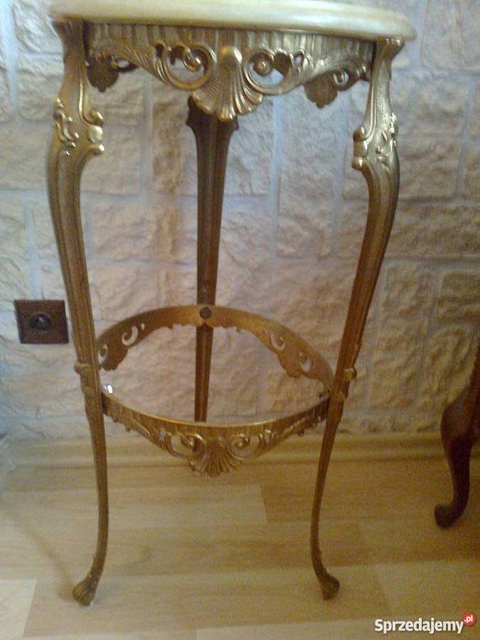 Stolik kwietnik z mosiądzu i onyxu Poznań