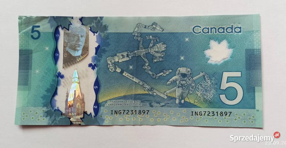 5 2013 banknot polimerowy Canada Wrocław