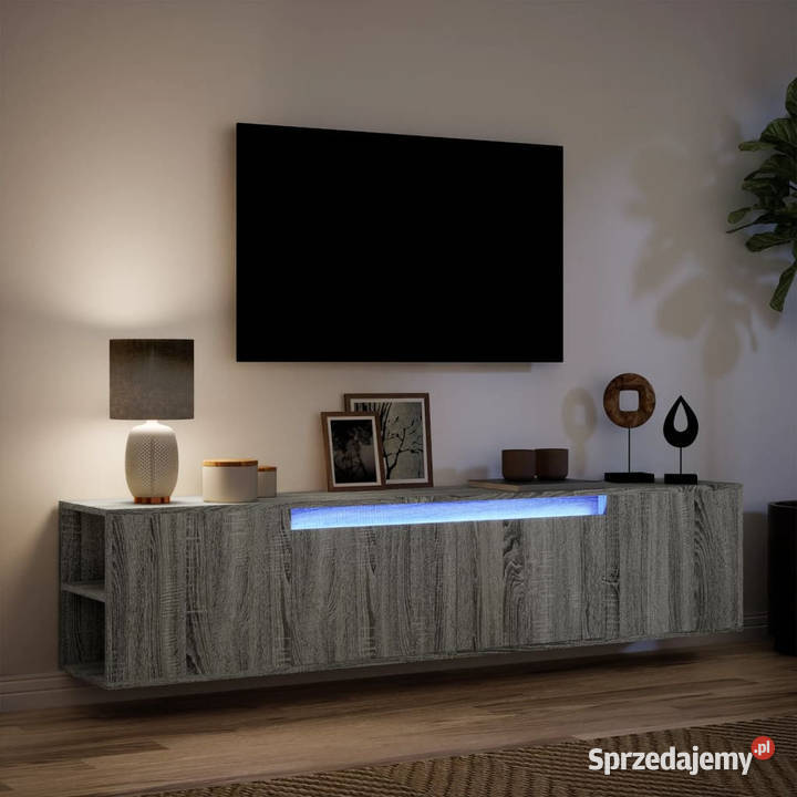 Ścienna szafka pod TV z LED szary dąb sonoma mazowieckie Warszawa sprzedam