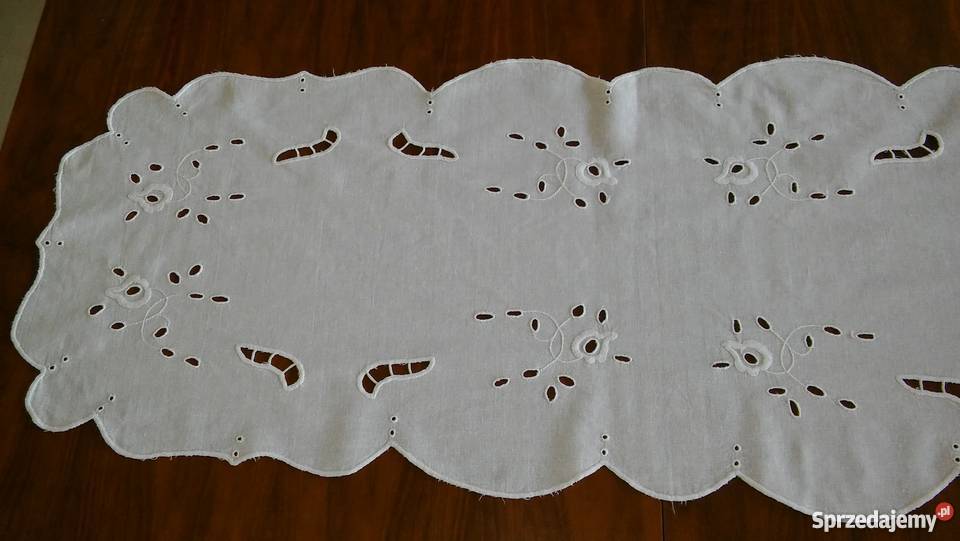 haft haftem richelieu serwetka serweta cudna biały