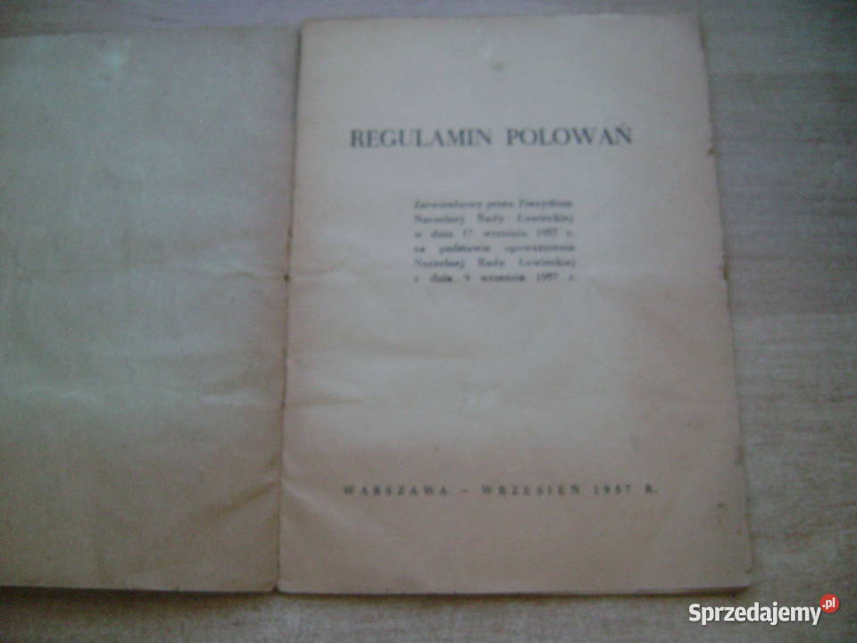 Starocie z PRL Myślistwo Regulamin Polowań z pomorskie sprzedam