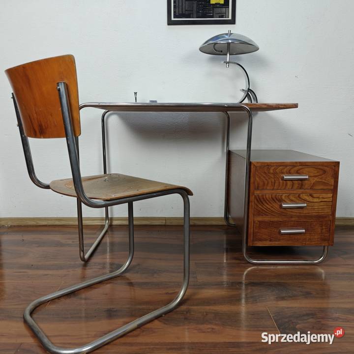 Biurko ciemny brąz chrom czereśnia Bauhaus Art Warszawa