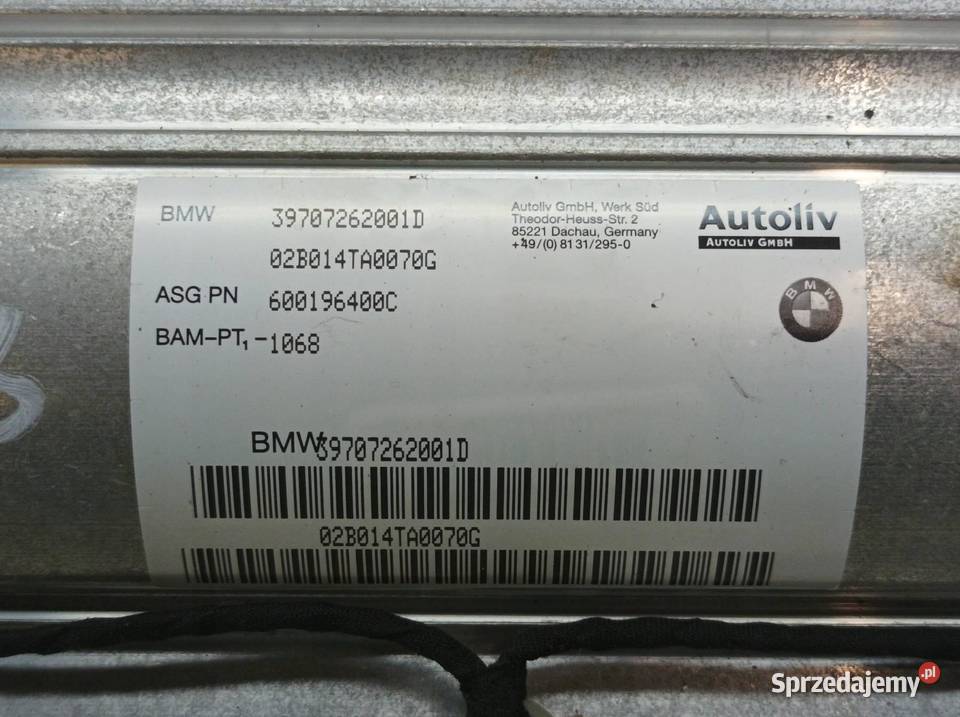 PODUSZKA POWIETRZNA AIRBAG PRAWA PASAŻERA DESKI