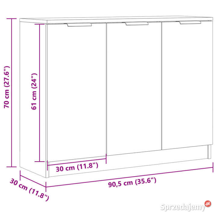 Szafka dąb artisan 905x30x70 materiał