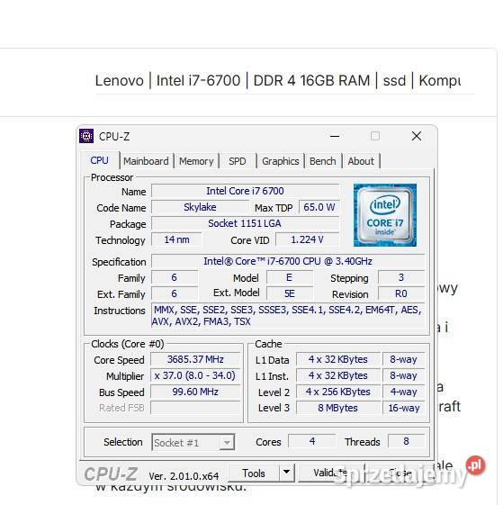 Komputer Lenovo i7 Gotowy do pracy Windows 11 Komputery i Akcesoria