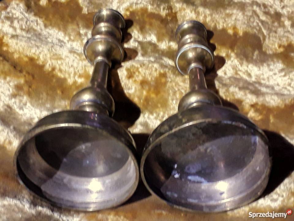 Mosiężne świeczniki przełom XIXXX w Antyki