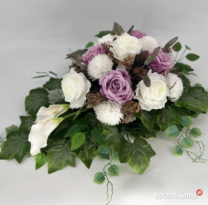 Elegancka wiązanka w odcieniach fioletu i bieli śląskie Latosówka