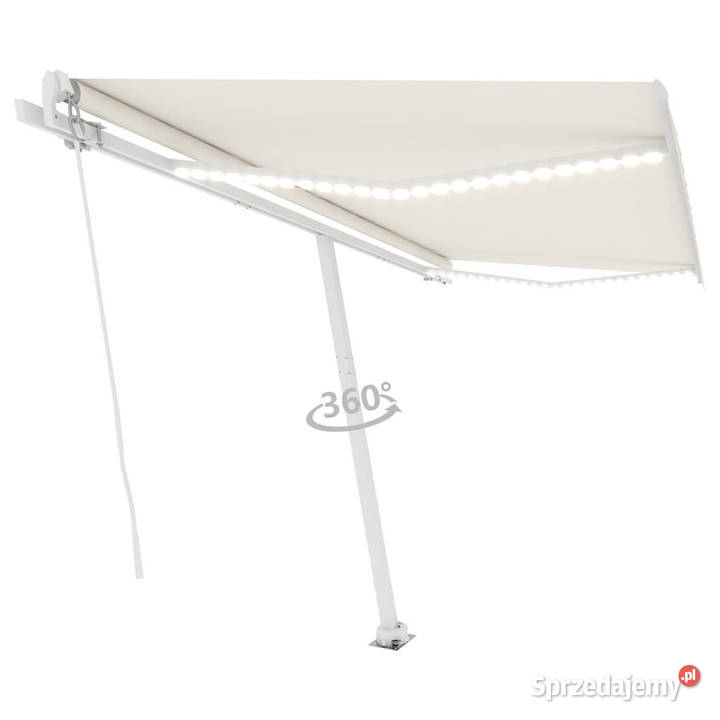 Ręcznie zwijana markiza z LED 400 x 350 kremowa Warszawa