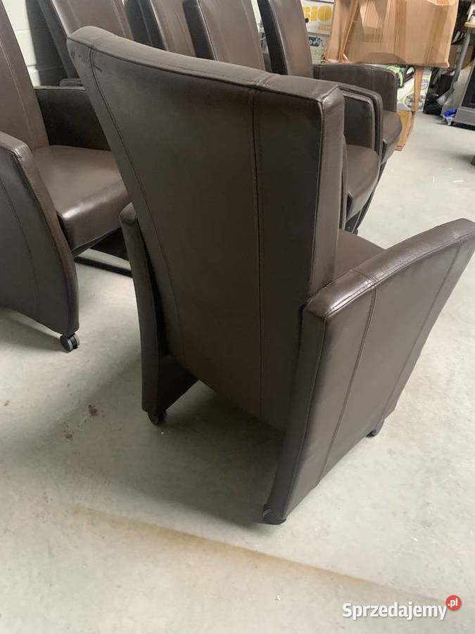 Piękny komplet dębowy stół 215 6 skórzanych sprzedam