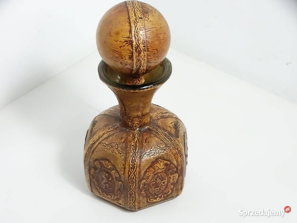Włoska Karafka Vintage 1L Skóra Tłoczona