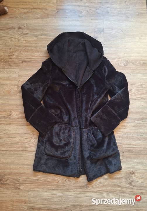 Przepiękny kożuch futro dwustronne Łukasz Jemioł czarny Kurtki i płaszcze Kraków