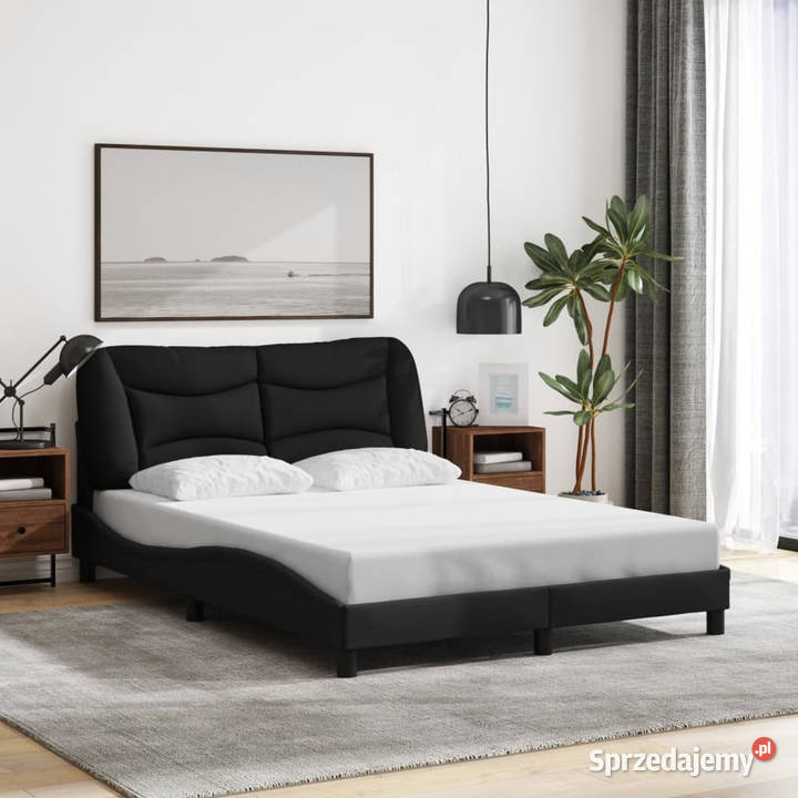 Rama łóżka z oświetleniem LED czarna tkanina 125cm Łóżka mazowieckie Warszawa