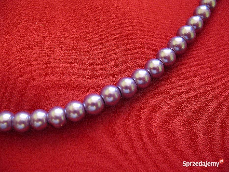 Perły krótki naszyjnik z liliowych pereł długość Siedlce