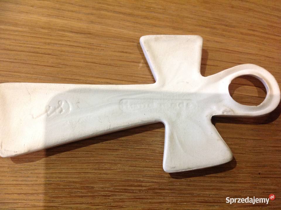 Krzyżyk Ceramiczny na Ściane Hand Made Sygnowany Nowa Sól