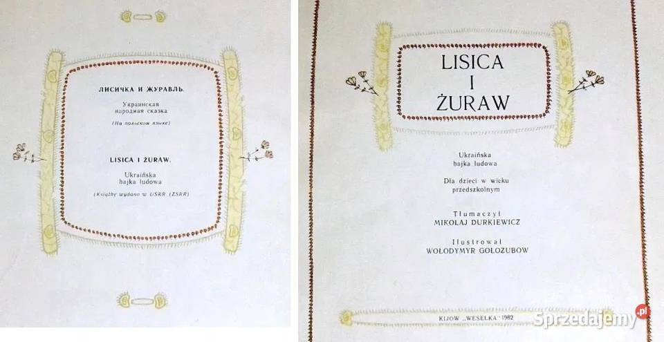 Lisica i żuraw Mikołaj Durkiewicz Wołodymyr Chełm sprzedam