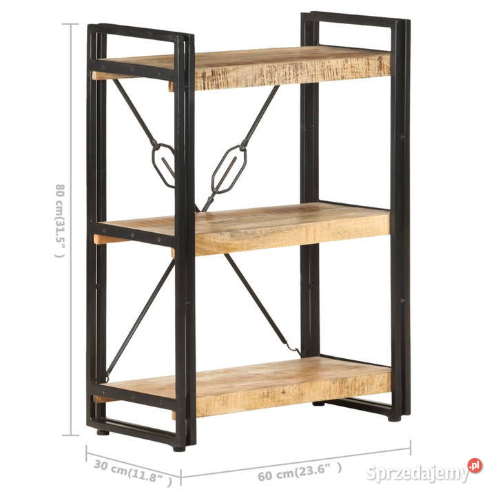 3poziomowy regał 60x30x80 lite drewno mango Warszawa